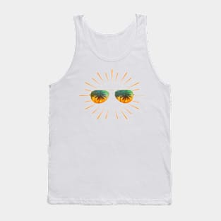 Sunglasses reflect the vibes of the sunset. Tank Top